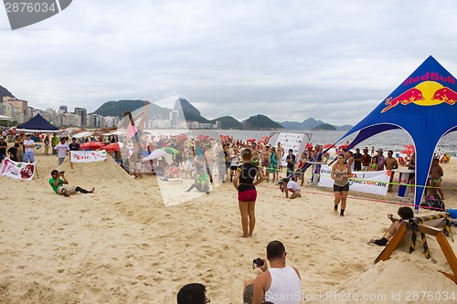 Image of Slackline on Copacabana beach, Rio de Janeiro