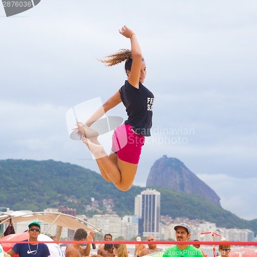 Image of Slackline on Copacabana beach, Rio de Janeiro