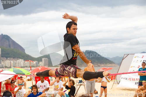 Image of Slackline on Copacabana beach, Rio de Janeiro