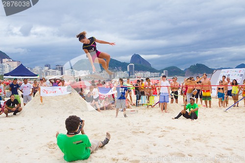 Image of Slackline on Copacabana beach, Rio de Janeiro