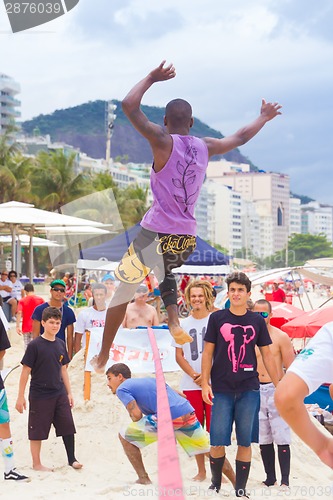 Image of Slackline on Copacabana beach, Rio de Janeiro