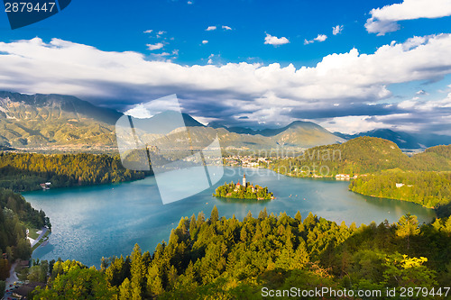 Image of Lake Bled in Julian Alps, Slovenia.