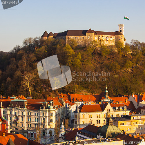 Image of Ljubljana, at sunset; Slovenia, Europe.