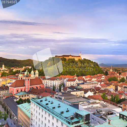 Image of Ljubljana, at sunset; Slovenia, Europe.