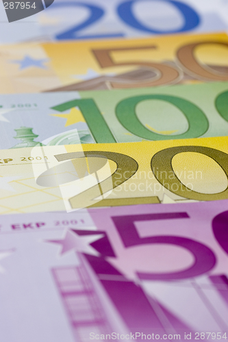 Image of Close-up of euro banknotes