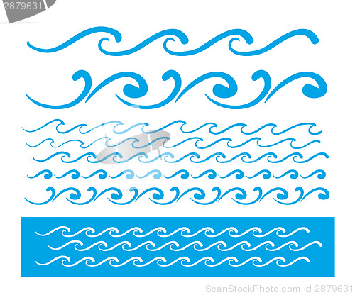 Image of Seamless vector blue wave line pattern