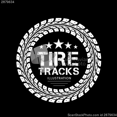 Image of Tire tracks. Illustration on black background