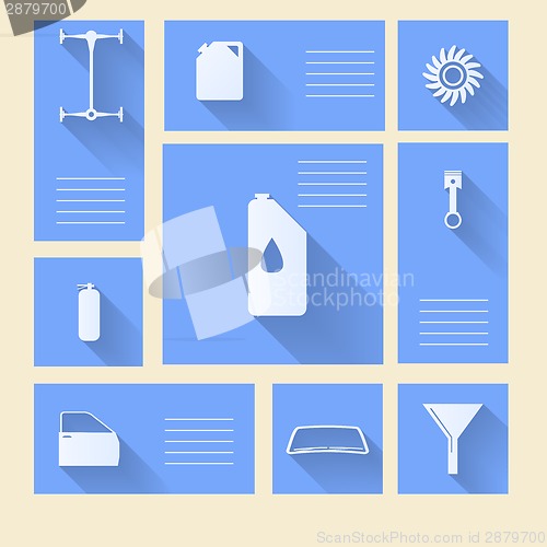 Image of Blue vector icons for auto repair with place for text