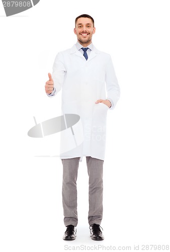 Image of smiling male doctor showing thumbs up