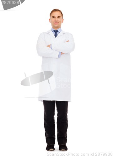 Image of smiling male doctor in white coat