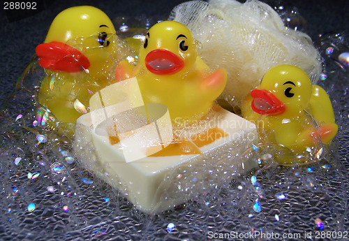 Image of Three Rubber Ducks with Soap