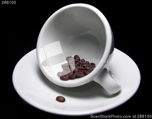 Image of Cup Of Coffee Beans On Saucer