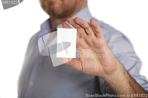 Image of Businessman with business white card