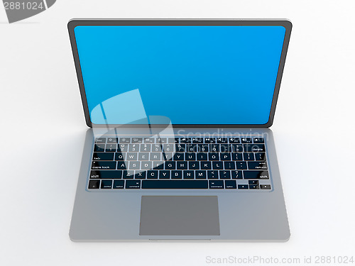 Image of Modern glossy laptop on white.