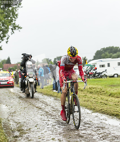 Image of The Cyclist Rein Taaramae on a Cobbled Road - Tour de France 201