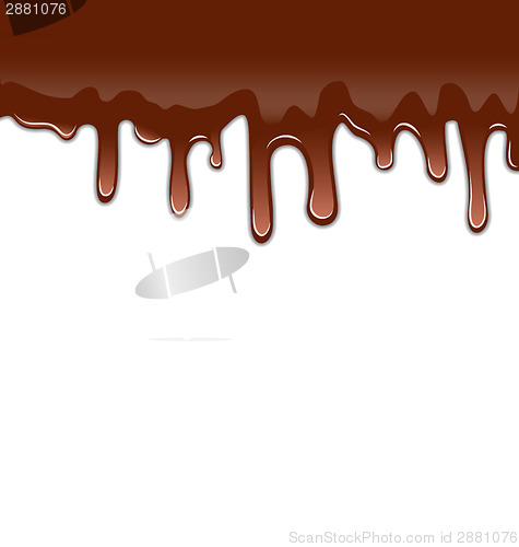 Image of Melted chocolate syrupy drips isolated on white background, swee