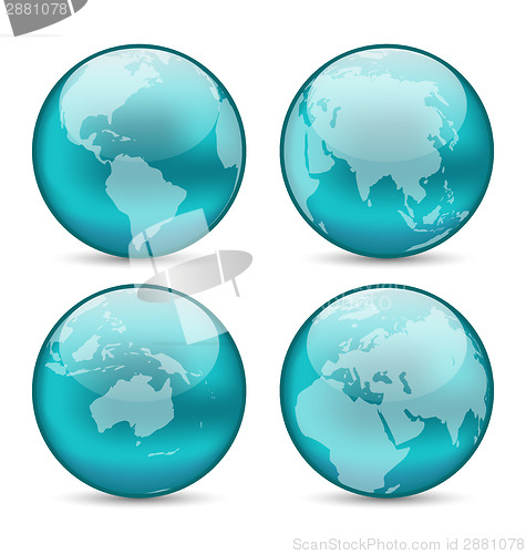 Image of Set globes showing earth with continents