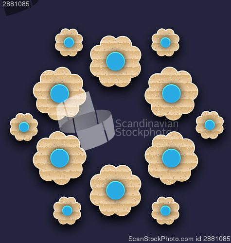 Image of Paper flowers background, handmade composition 