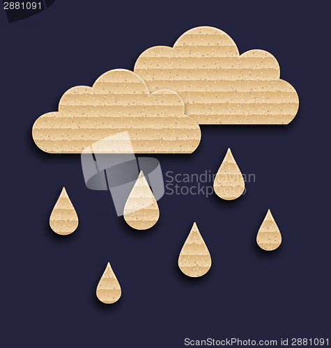 Image of Paper clouds with rain drops, carton texture