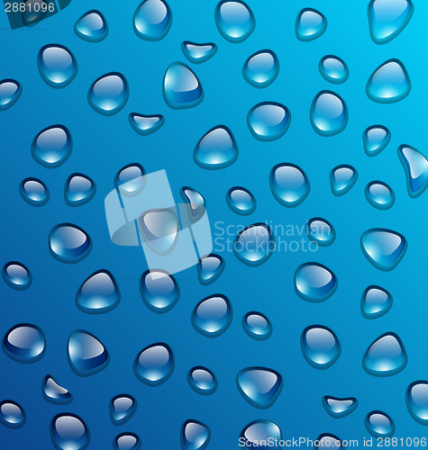 Image of Transparent water many drops on glass