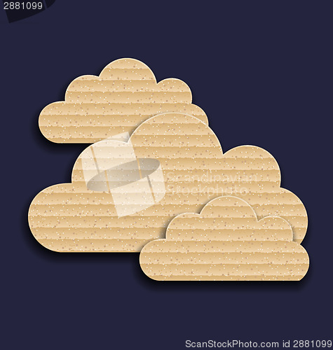 Image of Carton paper clouds isolated on dark background