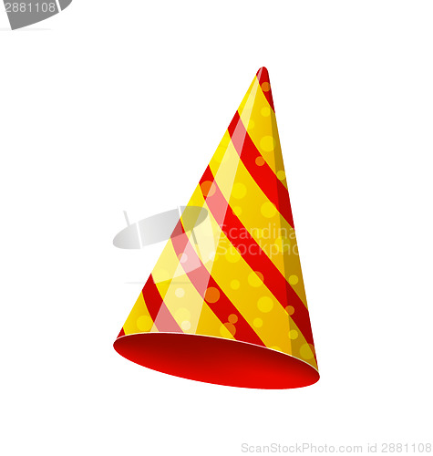 Image of Party striped hat isolated on white background