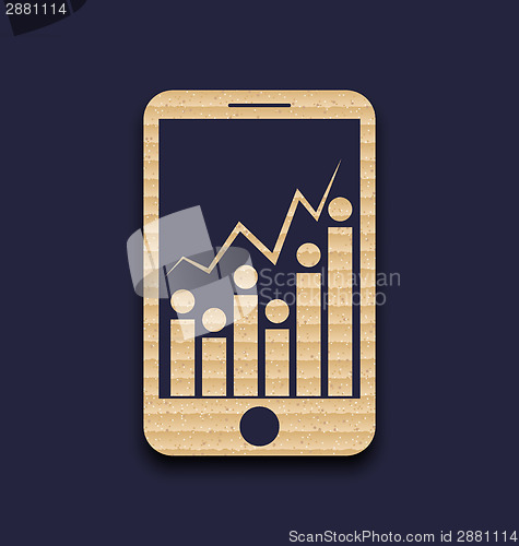 Image of Paper mobile phone with abstract infographic, chart