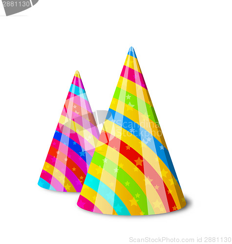 Image of Colorful party hats for your holiday, isolated on white backgrou