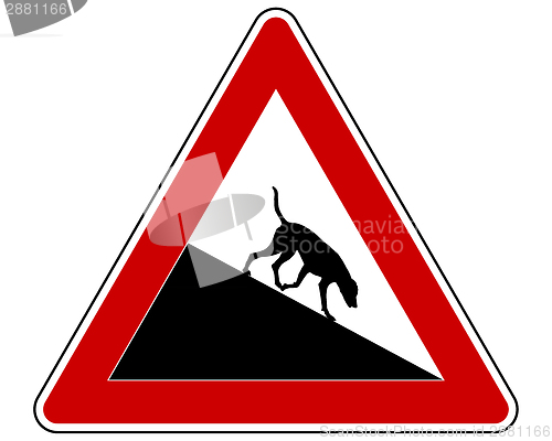 Image of Slope warning sign for dogs