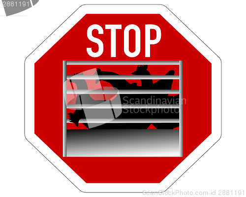 Image of Stop sign caging of hen