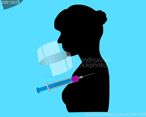 Image of Black silhouette of woman gets an immunization