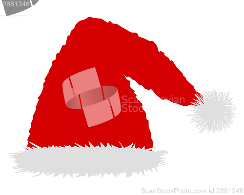 Image of One red caps of Santa Claus on white