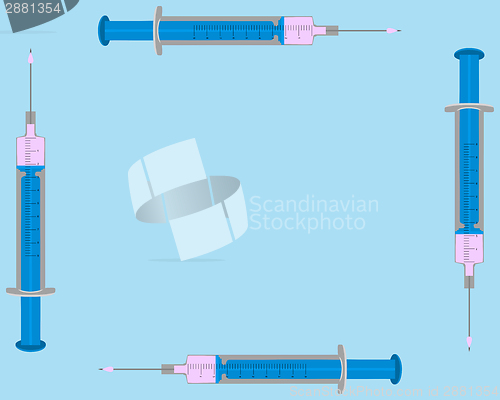 Image of Illustration of filled  injections on blue background