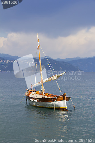 Image of Small wooden sail ship