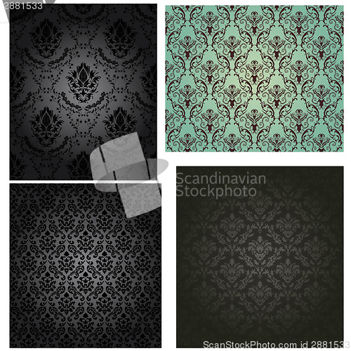 Image of Damask seamless pattern set