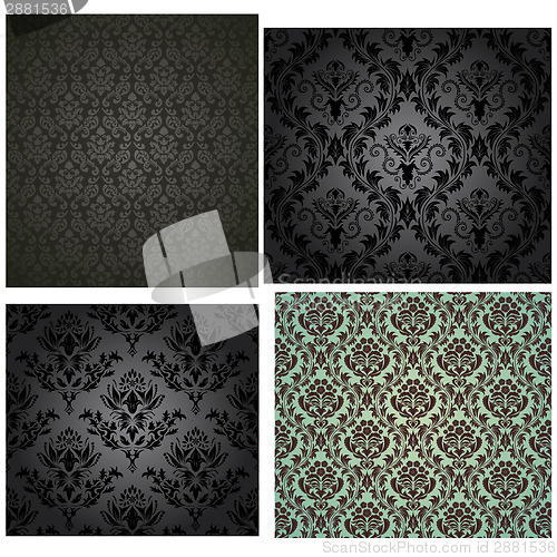 Image of Damask seamless pattern set