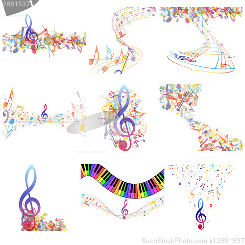 Image of Multicolour  musical notes staff set