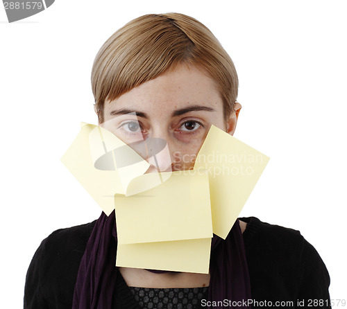 Image of Woman and post it