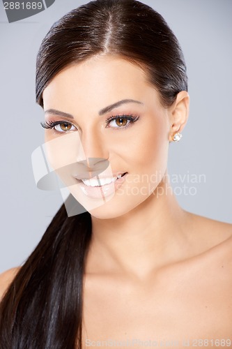 Image of Close up of Smiling beautiful woman