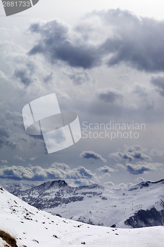 Image of Evening mountains and cloudy sky