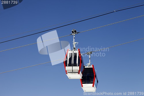 Image of Two gondola lifts close-up view