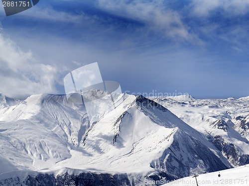 Image of Panorama of winter snowy mountains