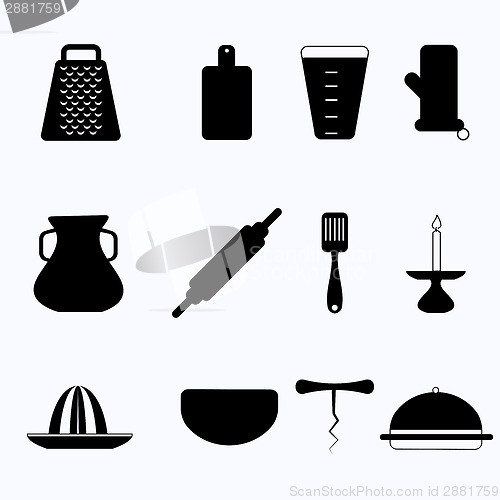 Image of Black vector icons for kitchenware