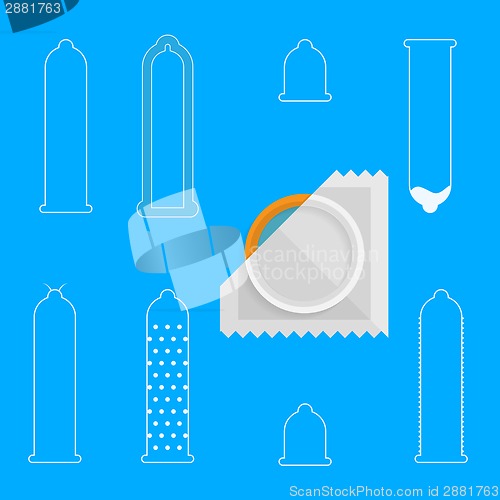 Image of Contour vector icons for condoms