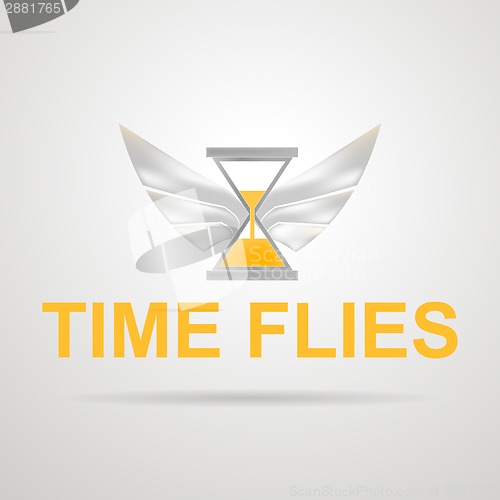 Image of Vector illustration of hourglass with wings. Time flies.