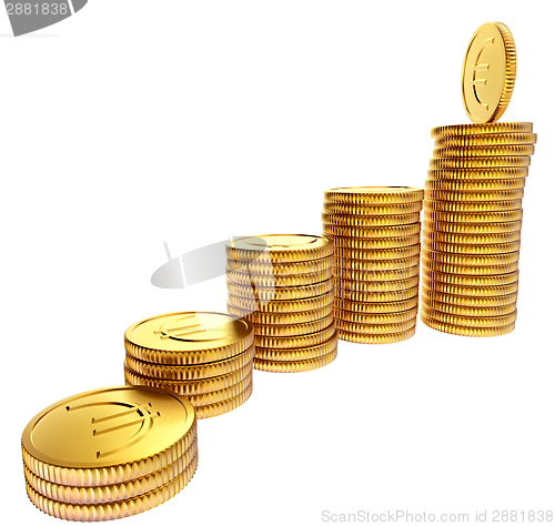 Image of Stacks of gold EURO coins