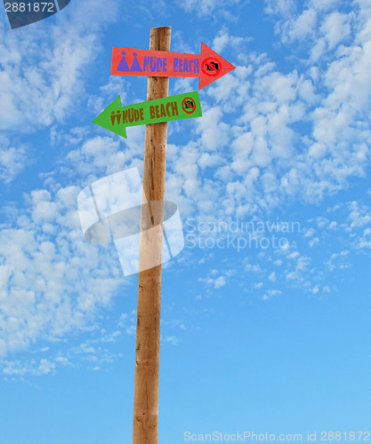 Image of wooden post nude male female beaches