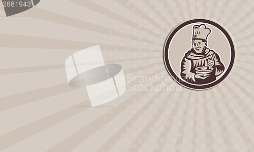Image of Business card Chef Cook Mixing Bowl Woodcut Retro