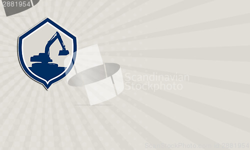 Image of Business card Mechanical Digger Excavator Shield Retro