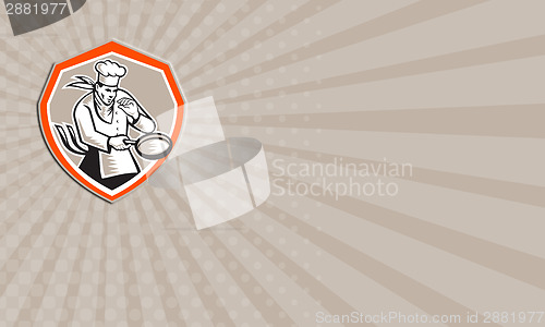 Image of Business card Chef Cook Holding Frying Pan Retro